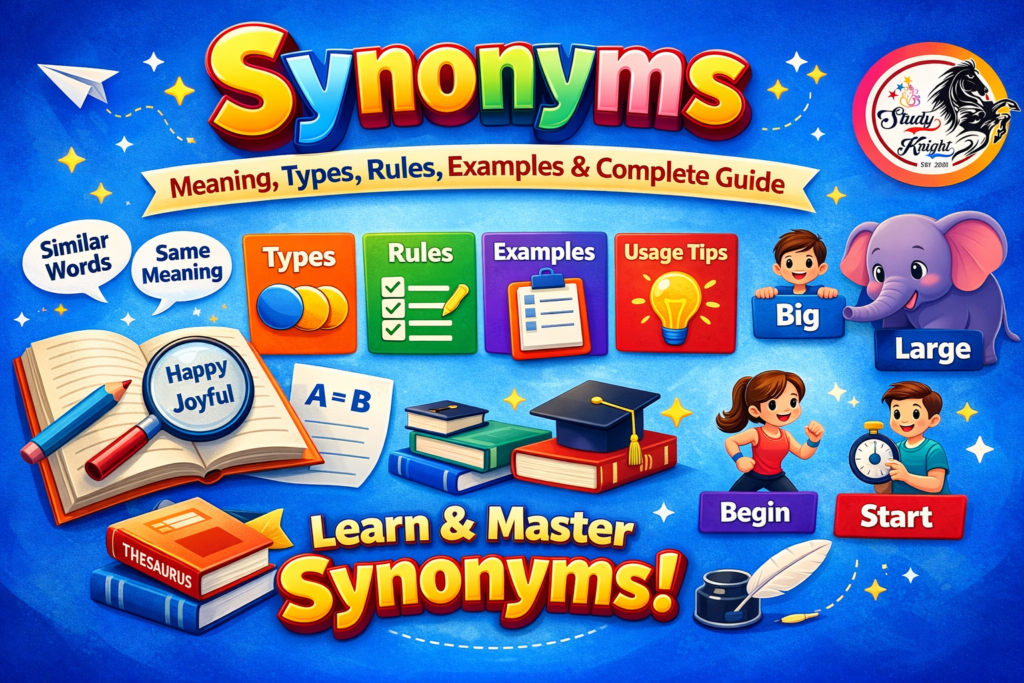Synonyms – Meaning, Types, Rules, Examples & Complete Guide